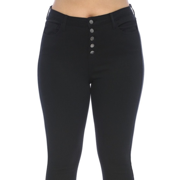 High Rise Exposed Button Black Wash Skinny - Picture 3 of 3